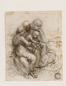 Jomfruen og barnet med den hellige Anne Anna Metterza, ca. 1501. av Leonardo da Vinci
