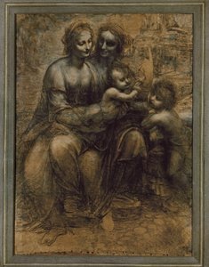 Jomfru Maria og barnet med Sainte Anne og Saint John Baptist (maleri på lerret) av Leonardo da Vinci