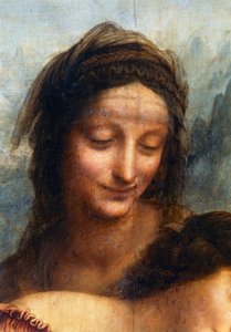 Ansiktet til St Anne, detalj fra Jomfruen og barnet med St Anne av Leonardo da Vinci