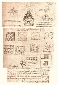 Tre arkitektoniske tegninger, c1472-c1519 1883 av Leonardo da Vinci