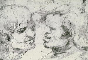 To hoder (penn og blekk på papir) av Leonardo da Vinci