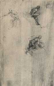 To sittende nakenbilder og en kvinne som vasker, c1480 1945 av Leonardo da Vinci