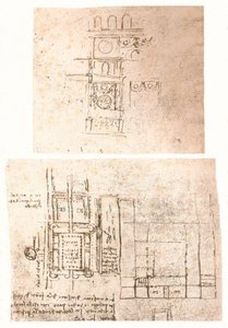 To arkitektoniske tegninger, c1472-c1519 1883 av Leonardo da Vinci