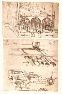 To arkitektoniske tegninger, c1472-c1519 1883 av Leonardo da Vinci