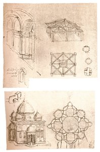 To arkitektoniske tegninger, c1472-c1519 1883 av Leonardo da Vinci
