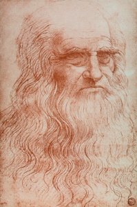 Portrett av Leonardo da Vinci, kopi av Selvportrett av Leonardo da Vinci, sanguine, Accademia Gallery, Venezia av Leonardo da after Vinci