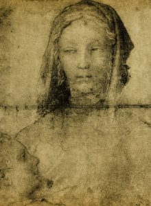 Studie for jomfruen; tegning fra School of Leonardo. Louvre, Paris av Leonardo da school of Vinci