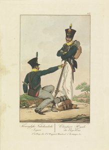 To jegere, 1814-1818 Koninglyke Nederlandsche Jagers / Chasseurs Royale des Pays-Bas (tittel på objekt) Syv uniformsforestillinger 1814-1818 (serietittel)