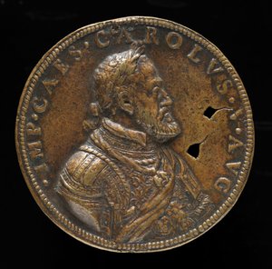 Charles V, 1500-1558, konge av Spania 1516-1556, hellige romerske keiser 1519 [forsiden], 1547 eller senere.