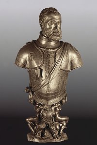 Portrettbyste av den hellige romerske keiser Karl V (1500-58) (bronse)