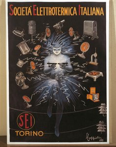 Fargelitografi av Leonetto Cappiello, SEI, reklameplakat for Electroheat Italian Company av Leonetto Cappiello