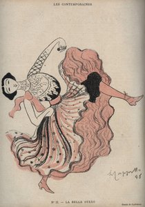 Portrett av Caroline (La Belle) Otero (1868-1965), spansk danser og kurtisane - tegning av Leonetto Cappiello (1875-1942) i "" The Rire"" fra 1898 av Leonetto Cappiello
