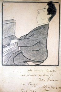 Portrett av Giacomo Puccini (1858-1924), italiensk komponist. Karikatur av Leonetto Cappiello. av Leonetto Cappiello