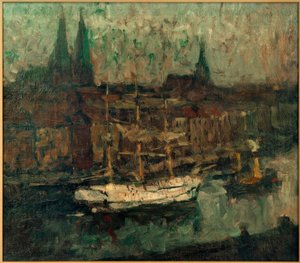 Barck i havnen i Lübeck av Leonhard Sandrock