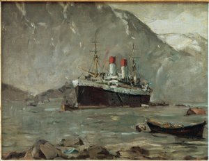 Hamburg-Süd passasjerdamper i en norsk fjord av Leonhard Sandrock