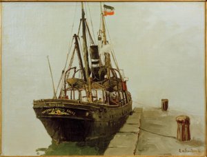 Plystrende dampbåt med hjelpeseil Rostock-direktør A av Leonhard Sandrock