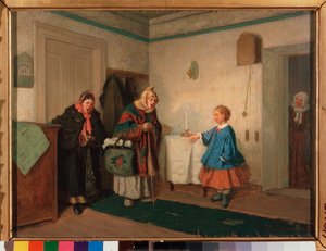 Tiggersangerne. Maleri av Leonid Ivanovich Solomatkin (1837-1883), olje på lerret