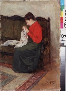 På jobb. Maleri av Leonid Osipovich Pasternak (1862-1945), olje på lerret. Russisk kunst fra 1800- og 1900-tallet, moderne kunst. Regionalt kunstgalleri, Vologda (Russland). av Leonid Osipovic Pasternak