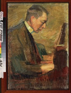 Portrett av komponisten Sergei (Serguei) Rachmaninov (Serge Rachmaninoff eller Rakhmaninov) (1873-1943). Verk av Leonid Osipovich Pasternak (1862-1945), olje på lerret