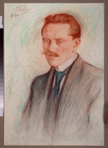 Portrett av poeten Jurgis Baltrusaitis (1873-1944). Verk av Leonid Osipovich Pasternak (1862-1945), sangvinsk og kritt på papir av Leonid Osipovic Pasternak