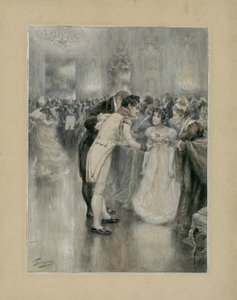 Natasha på sin første ball. Illustrasjon for romanen Krig og fred av Leo Tolstoj, 1893. av Leonid Osipovich Pasternak
