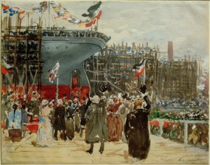 Utsetting av et skip av Leopold Karl Walter von Kalckreuth