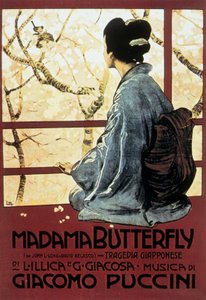 Omslag av Leopoldo Metlicovitz av partituret til operaen Mrs Butterfly av Giacomo Puccini av Leopoldo Metlicovitz