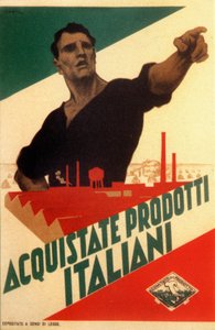 Fascisme: propagandaplakat for autarki i Italia ""Kjøp italienske produkter""