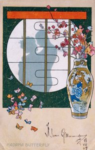 Postkort laget til premieren på "Madame Butterfly", i Brescia av Leopoldo Metlicovitz