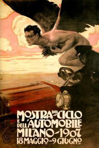 Plakat for Bil- og sykkelmessen, Milano 18. mai-9. juni