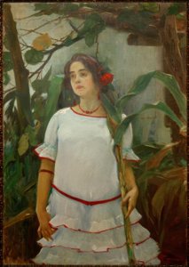 Retrato de muchacha con caña (jente med stokk) av Leopoldo Romañach