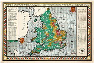 Et kart over England og Wales av Leslie MacDonald Gill