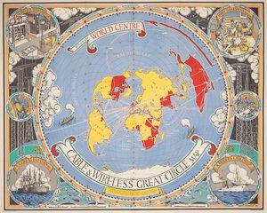 Kabel og trådløs Great Circle Map av Leslie MacDonald Gill