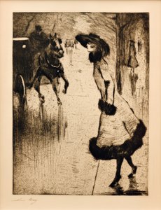 Dame ringer en hestedrosje av Lesser Ury
