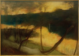 Elvelandskap - kveldsstemning av Lesser Ury