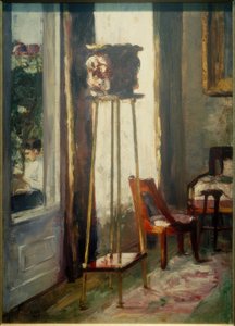 Interiør (interiørscene og lesende kvinne) av Lesser Ury