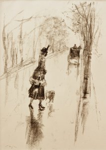 Jente med hund av Lesser Ury