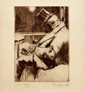 Morgenstemning: sovende herre med topphatt av Lesser Ury