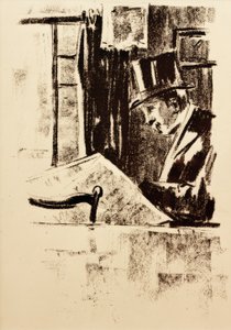 Avisleser med sylinder av Lesser Ury
