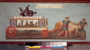 Fete de l'agriculture, vogn av Revolutionary Fete gullplog som begynte i 1799 på Champs de Mars. Gouache des freres Lesueur (1700-tallet), Paris Musee Carnavalet av Lesueur Brothers