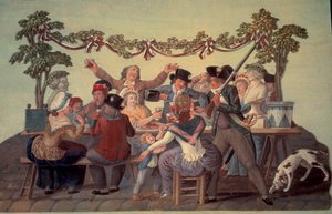 Den franske revolusjonen i 1789: "Det republikanske måltidet"". Gouache des freres Lesueur (1700-tallet) av Lesueur Brothers