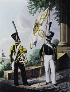 Porte-epee-Praporshchik og hornist fra garnisonbataljonen, 1829