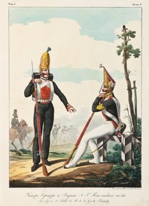 Under offiser og soldat fra Pavlovsky Guard Regiment, 1830-1840-årene