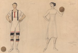 Kostymestudie for "Jeux" av Lev Samoilovich Bakst