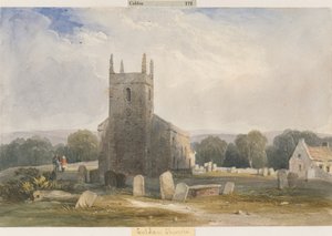 Chaldon Church: akvarellmaling, og [c 1830-1840] av Lewis John Wood