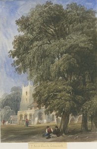 Caverswall Church: akvarellmaleri, og [c 1830-1840] (maleri) av Lewis John Wood