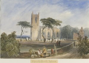 Ipstones kirke: akvarellmaleri, og [c 1830-1840] av Lewis John Wood