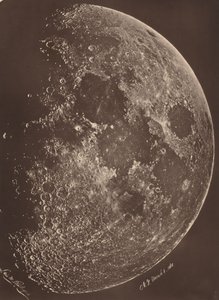 Fotografi av månen i dens første kvartal, 6. mars av Lewis Morris Rutherfurd