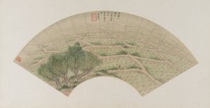 Rismarker med hegre, Qing-dynastiet, 1741 (blekk og farge på papir)