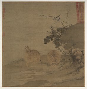 Magpies and Wild Rabbits, 1200-tallet. av Li Yong